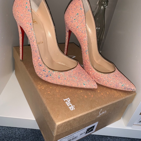 CHRISTIAN LOUBOUTIN DRAGONFLY GLITTER HEELS PINK - Picture 2 of 2